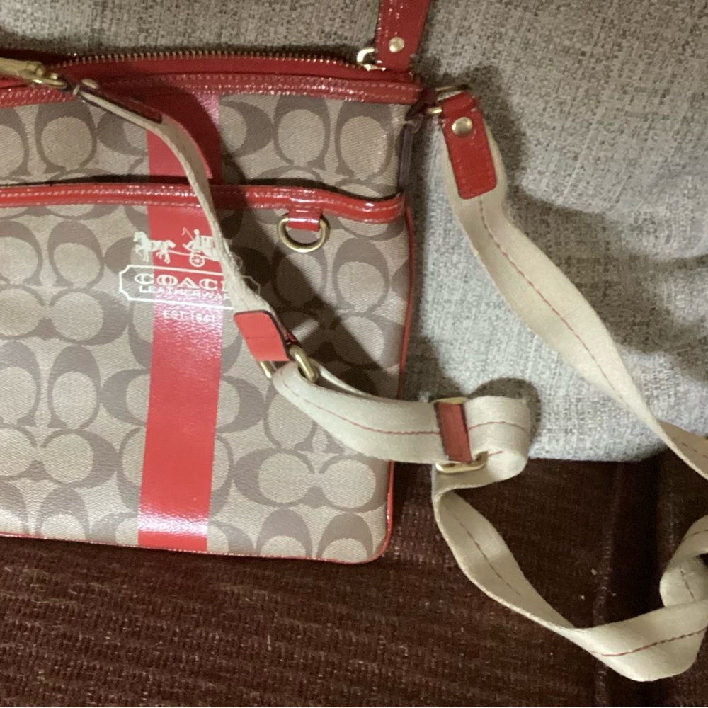 Coach Red and Tan Women's Bag